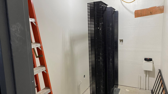 IT rack being installed