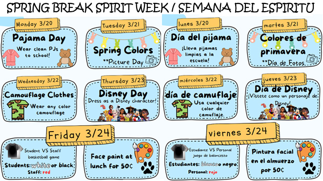 Student Council has planned a fun-filled Spirit Week for the week before Spring Break